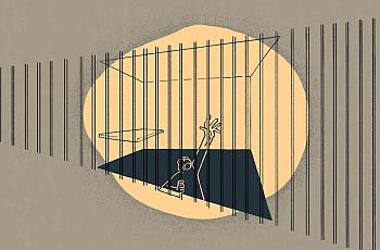 Illustration of a person in jail
