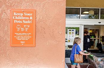 Wall with orange sign