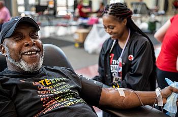 A person donating blood