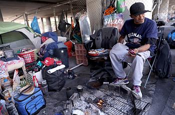 A homeless encampment