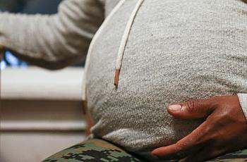 San Francisco resident Jazmine Jack’s baby bump. (Photo: Drew Costley)