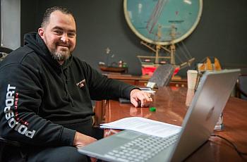 Jeremy Hiltz, seen at his Middle Street office, is founder and CEO of Recovery Connections of Maine in Lewiston. He likens the o