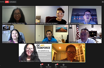 Attendees at an online panel discussion on Asian American gender-based violence in May. 