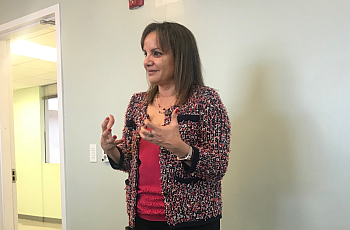 Pia Escudero, director of school mental health for LAUSD, speaks to fellows this week about trauma-informed care in schools.