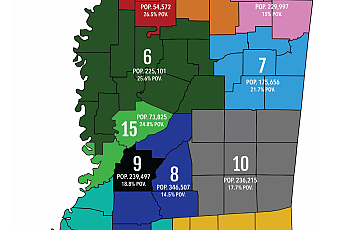Map of Mississippi's 14 regional Community Mental Health Centers