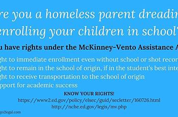 The Mckinney Vento Homeless Assistance Act offers rights and services to homeless students. But a state audit recently found wid