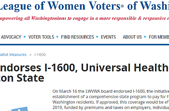 Washington State league of Women Voters endorsement of the single payer ballot measure