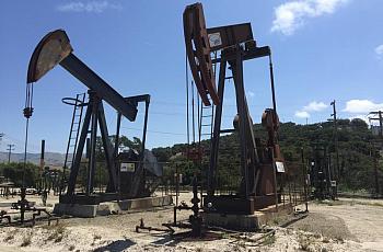 Oil wells at the Arroyo Grande Oil Field.