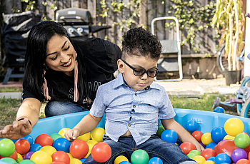 Melissa Alcala and her 3 year old son Gavin at their home in eastern Los Angeles in late August. 