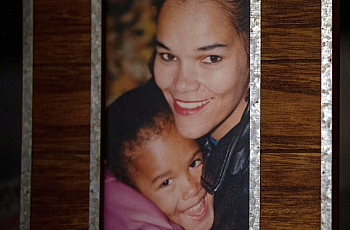 Martina Faulk, and her daughter, Nadia King, embrace in a photograph