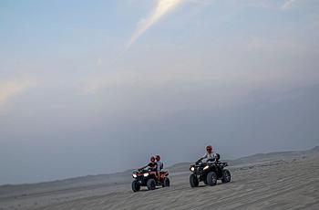 Dust from sand dunes, often kicked up by off-road vehicles, at Oceano Dunes in Central California contributes to poor air qualit