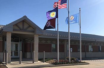 Choctaw Nation's tribal police headquarters in Durant, Okla. The tribal nation hired a mental health liaison to work between the