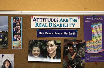 A bulletin board in Dr. Marie Flores’ office at an AltaMed clinic in Pico Rivera.