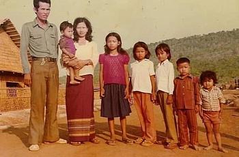 Danny Kim's family photo at a refugee camp in Thailand where they stayed after the fall of the Khmer Rouge regime in 1979.