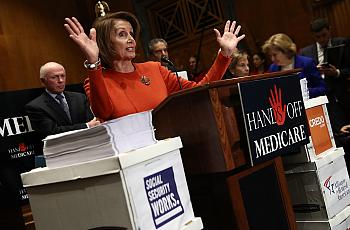 House Minority Leader Nancy Pelosi (D-CA) speaks at a press conference. 