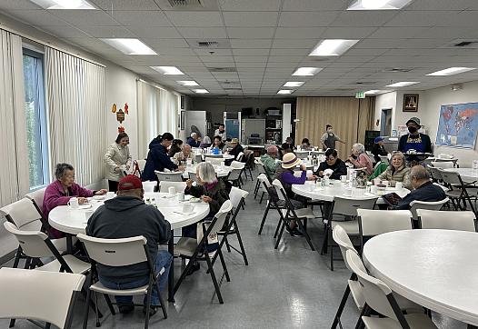 group of people eating lunch
