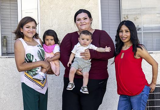 From left, Gladis, Mary and Nancy spoke to Fellows taking part in the 2026 National Fellowship during a field visit to the housing complex where they now live. 