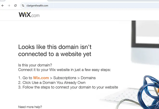 Screenshot of a website error