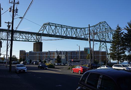 a bridge above a road