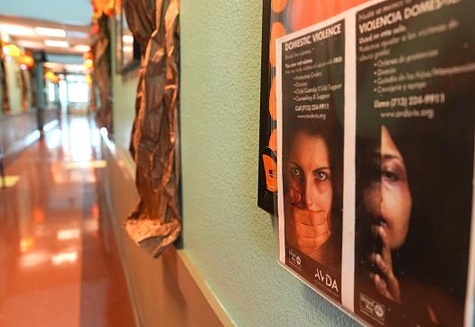 Posters in a hallway