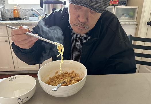 A man eating