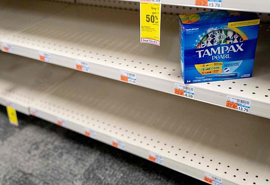 An empty aisle in a supermarket