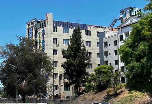 Building with graffiti on it