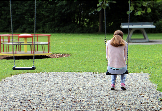 Child sitting on a swing