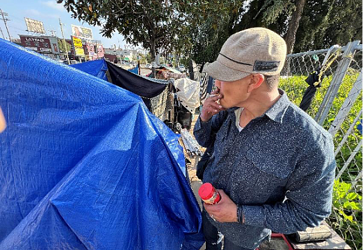 A man near his tent