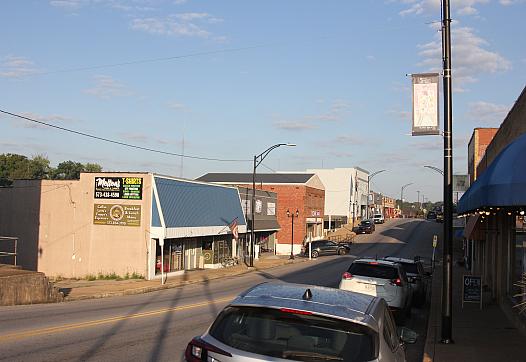 Cars line in a street