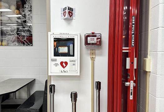 Medical device hung on a wall