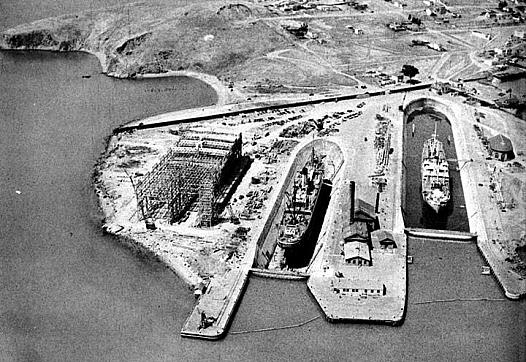 Aerial photo of Navy dock.