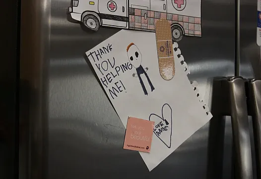 A picture on a fridge