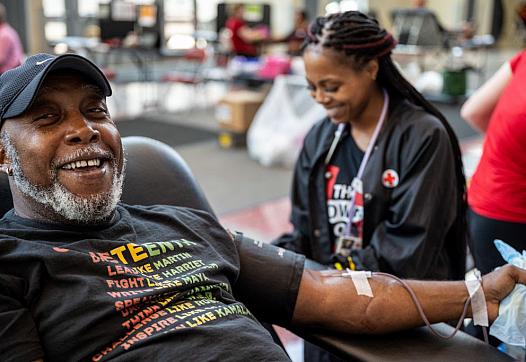 A person donating blood