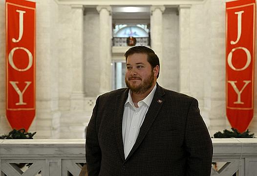 Ben Gilmore poses for a photo in the Second floor rotunda of the Arkansas State Capitol on Friday, Dec. 17, 2021.
