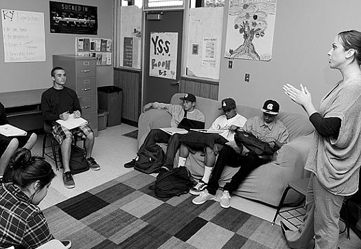 Katherine Kelly, a Fighting Back Youth Services System instructor with the Santa Barbara Council on Alcoholism & Drug Abuse, tal