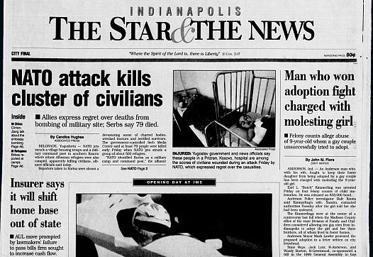 The May 15, 1999, edition of The (Indianapolis) Star & the News made public the child molestation charges. 