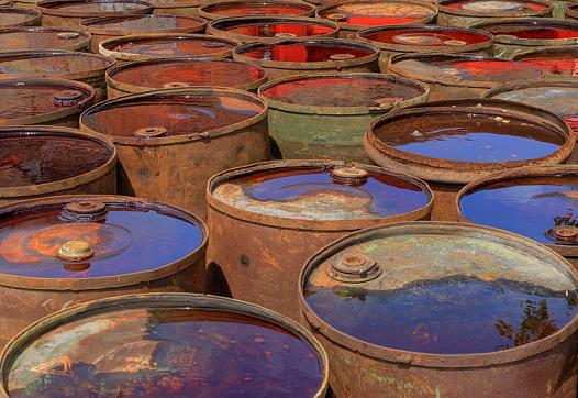 Rusting oil drums