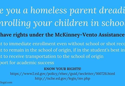 The Mckinney Vento Homeless Assistance Act offers rights and services to homeless students. But a state audit recently found wid