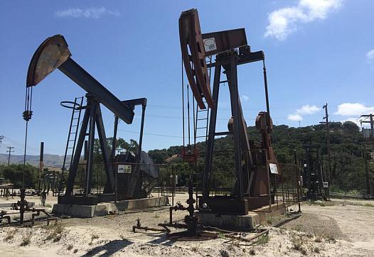 Oil wells at the Arroyo Grande Oil Field.