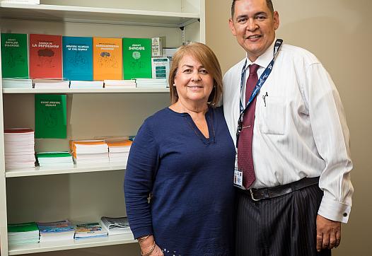 Maria Algarin and Pedro Arciniega work together for the Family Advocate Program.