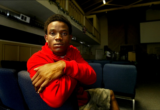 Torrance Hampton, 19, at Oakland's ReGenesis Christian Center.