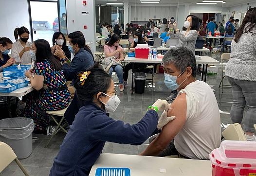 A vaccination clinic for the Burmese community on April 3 in El Monte, California.
