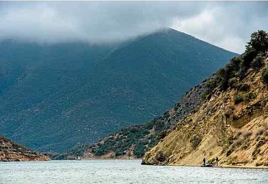 People fish along Pyramid Lake