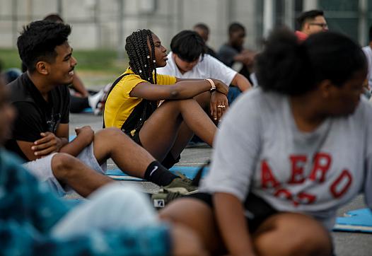 Aaliyah attends PE class at Washington Prep High School in Los Angeles. (Marcus Yam / Los Angeles Times)