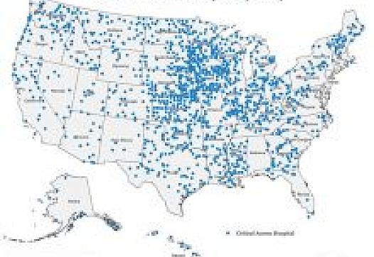 There are 1,332 Critical Access Hospitals in the United States, more than a quarter of all hospitals in the country. Graphic courtesy of Rural Assistance Center