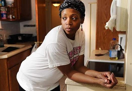 Darnella Miller, 24, of Detroit is expecting her fourth child. She's taking parenting classes so she can get her three other kids out of foster care. Max Ortiz / The Detroit News  