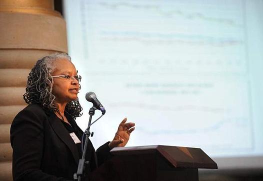 Alethia Carr joins other health officials to discuss lowering infant mortality rates in Detroit at the launch of a new initiative. (Bryan Mitchell / Special to The Detroit News)  
