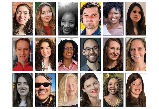 headshots of 18 reporters. 