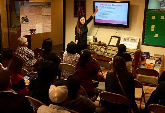 Cindy Sicheang Phou of the Cambodian Family Community Center leads a breast health education workshop, funded by Susan G. Komen,